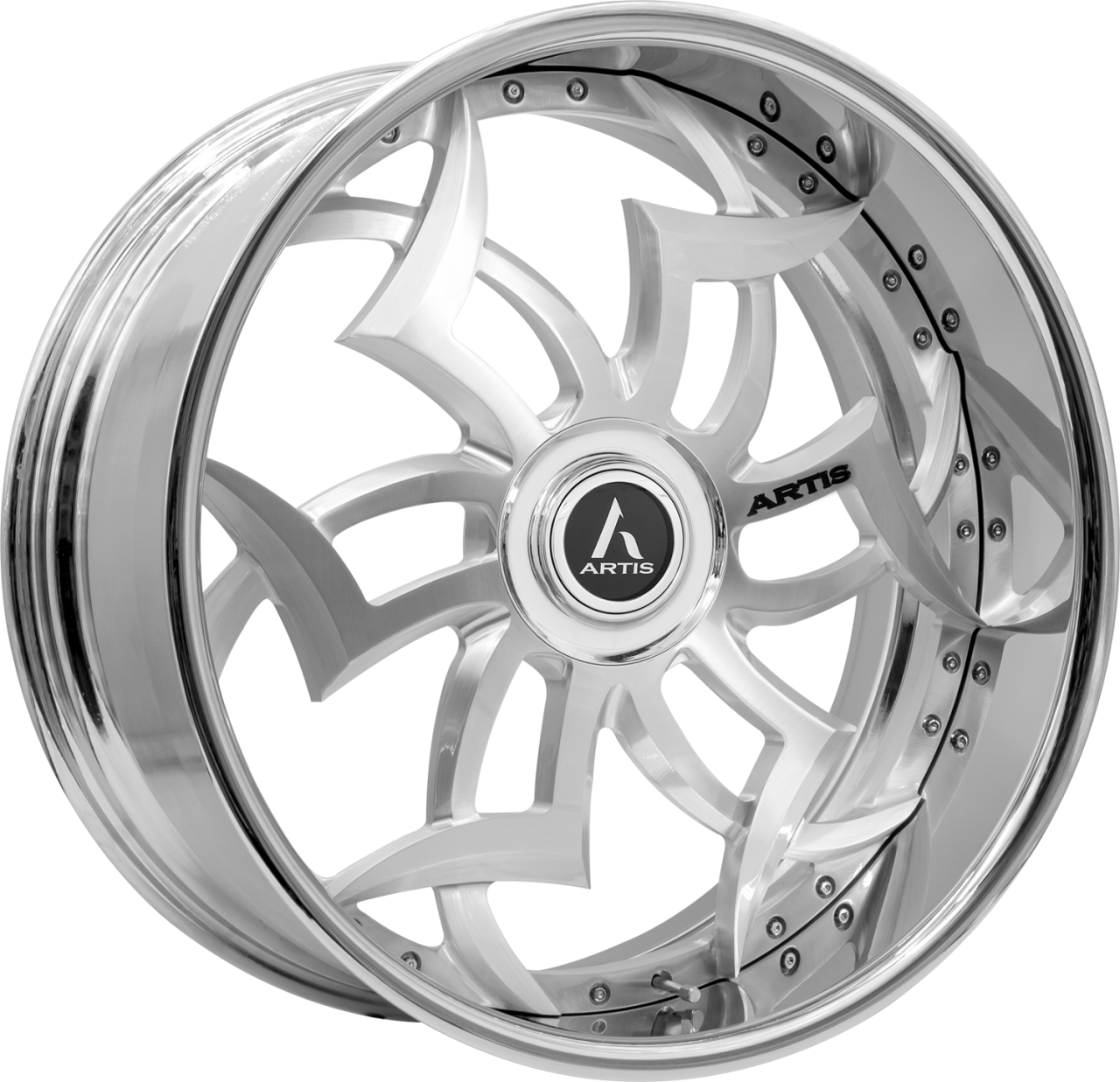 Artis Forged Medusa wheel with Brushed with XL Floater Cap finish