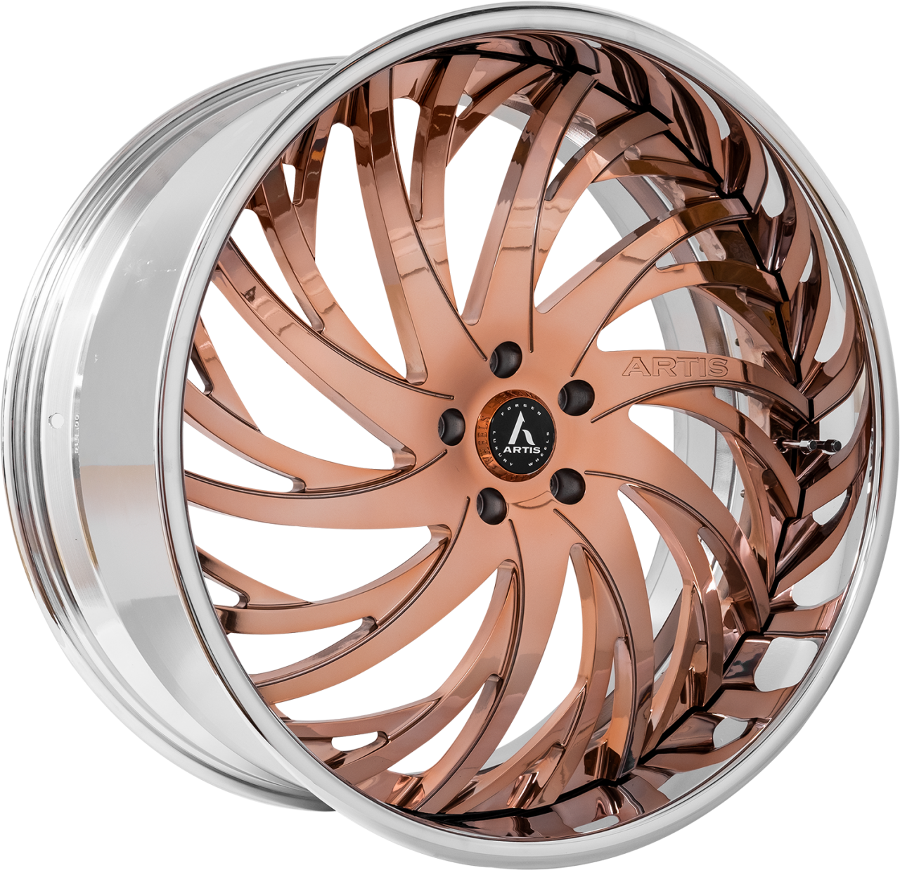 Artis Forged Decatur wheel with Rose Gold with Chrome Lip finish