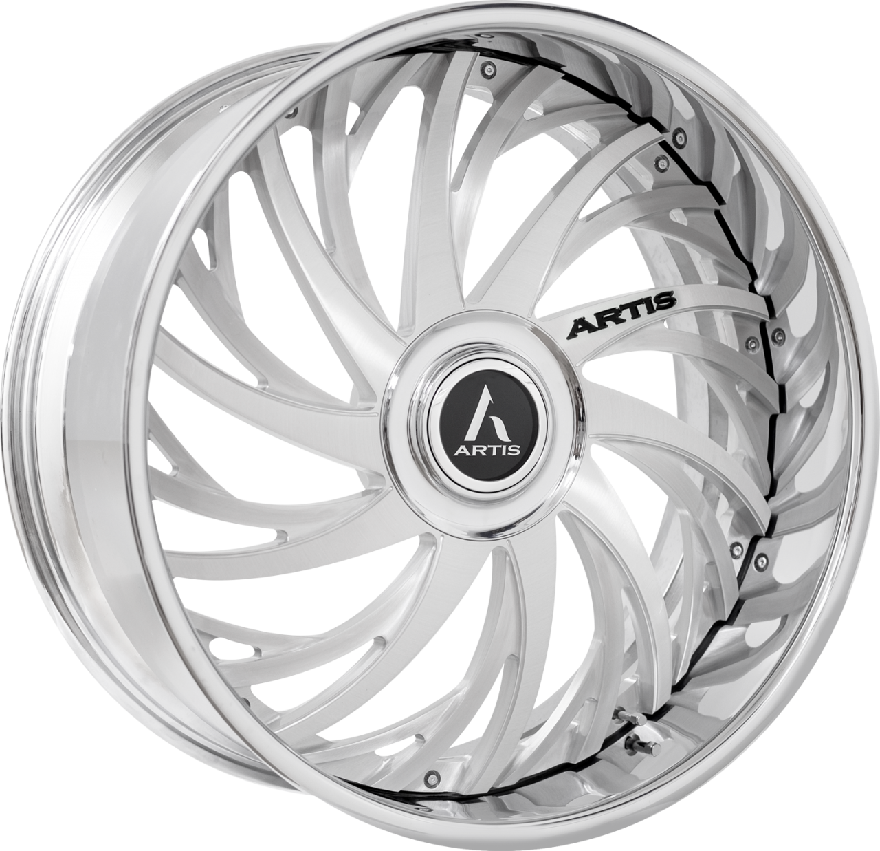 Artis Forged Decatur wheel with Brushed with XL Floater Cap finish