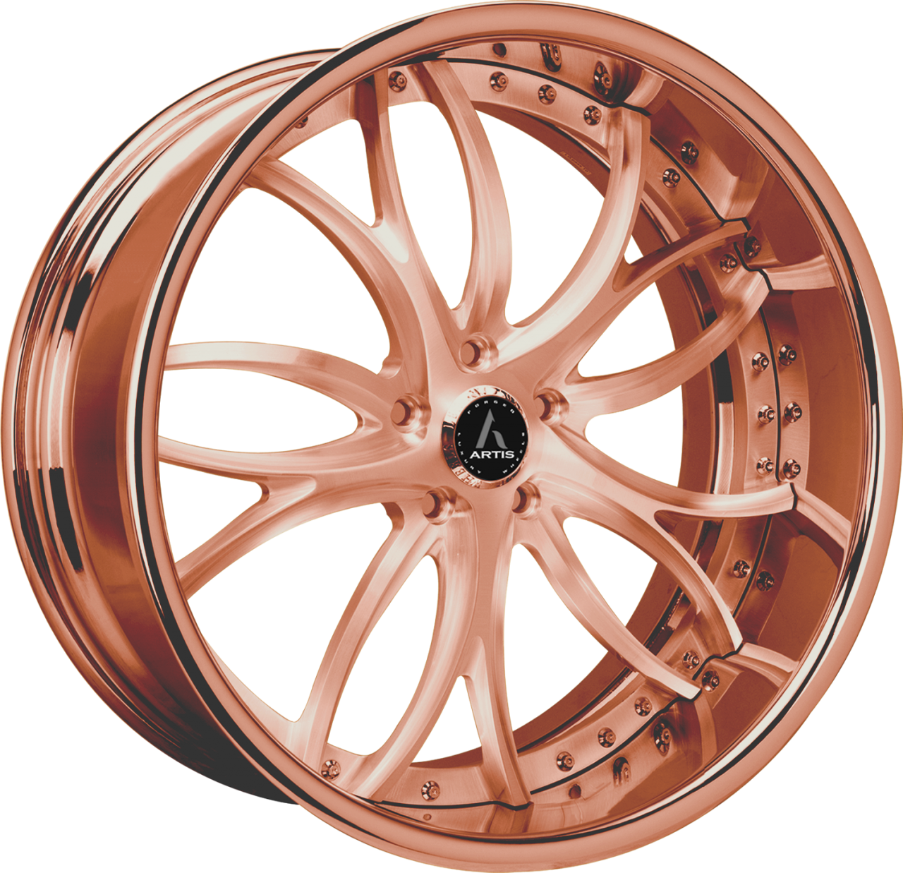 Artis Forged Biscayne wheel with Custom Rose Gold finish