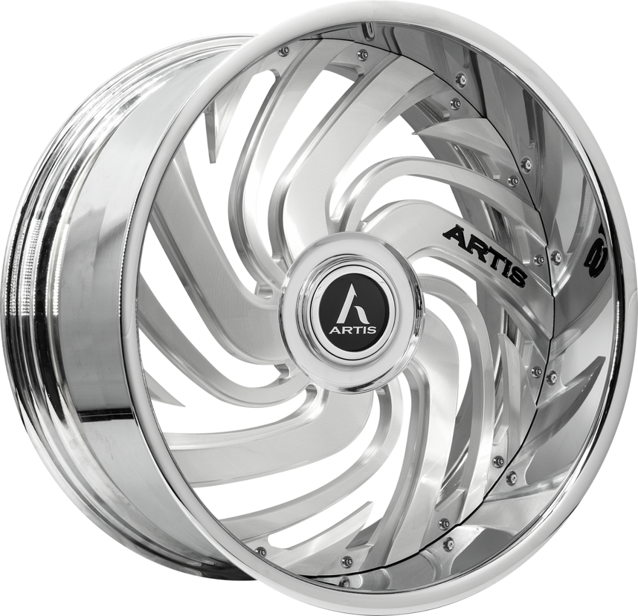 Artis Forged Fillmore wheel with Brushed with XL Floater Cap finish