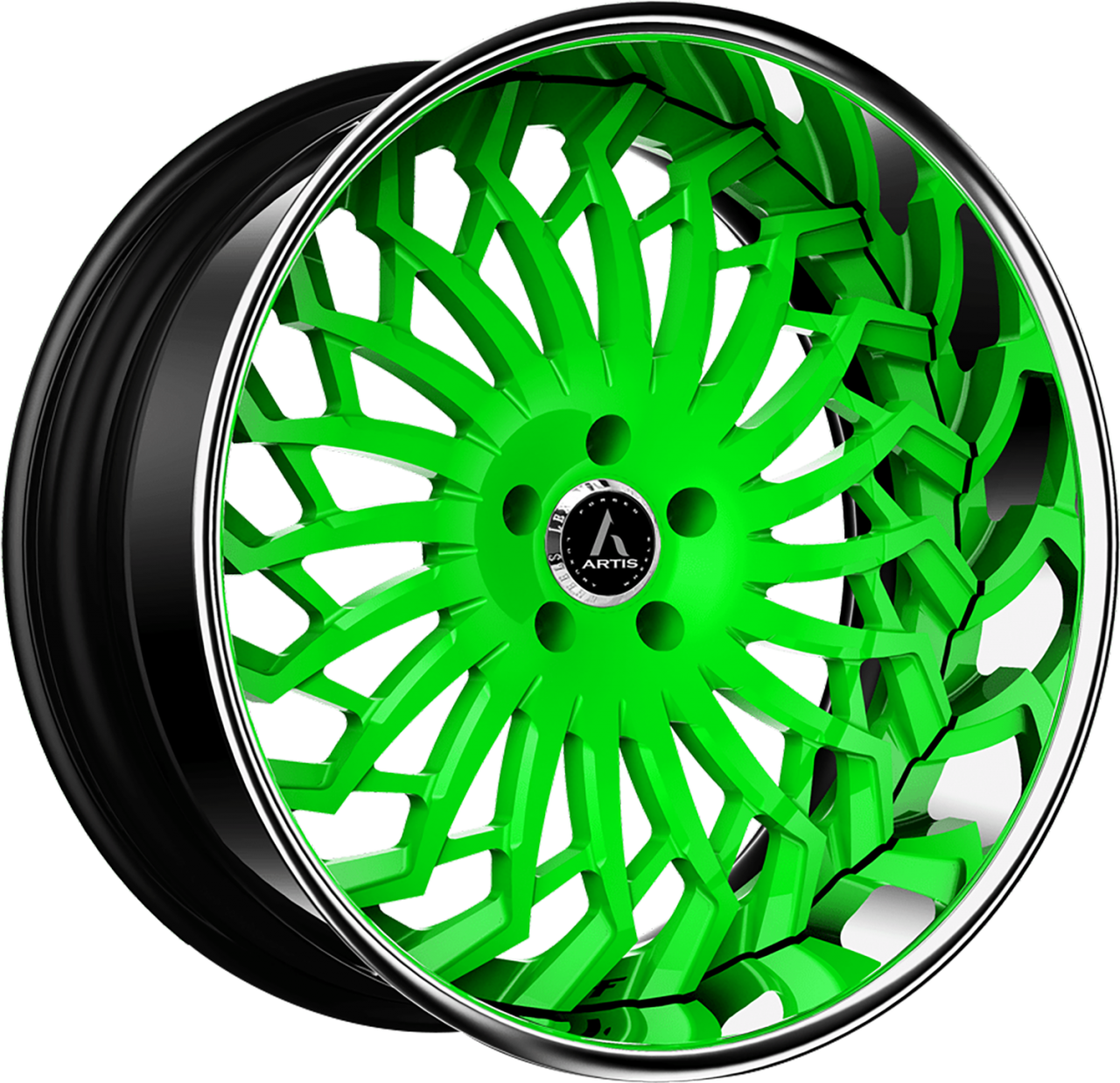 Artis Forged Spartacus wheel with Custom Neon Green finish