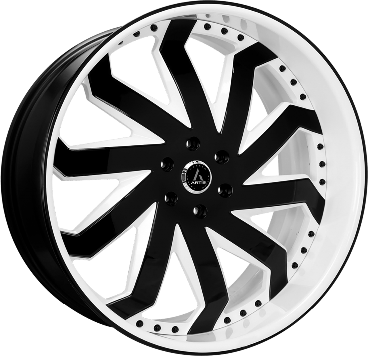 Artis Forged Rain wheel with Custom Black and White finish