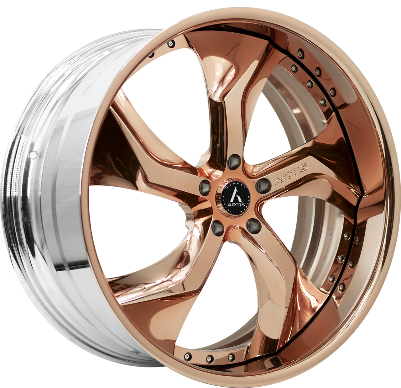 Artis Forged Bully wheel with Custom Rose Gold finish