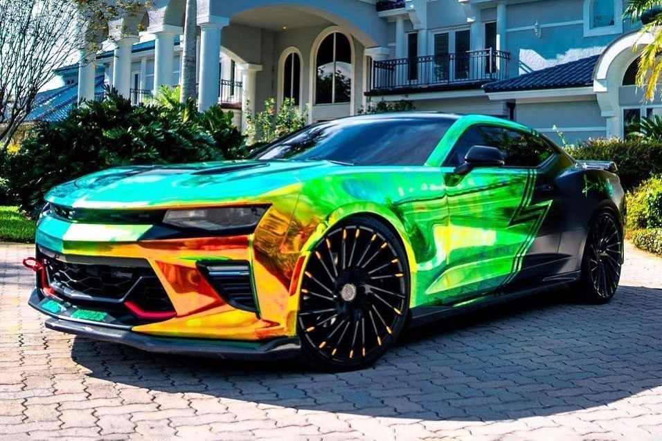 Custom Wrapped Camaro on Wraith Custom Finish